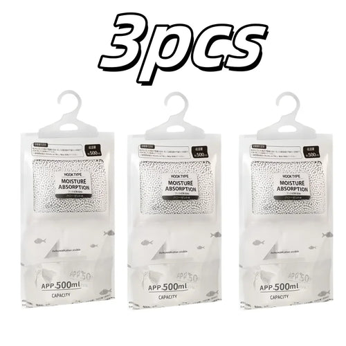 3-Pack 240G Moisture Absorbers for Closet & Home – Dehumidifier Bags for Wardrobe, Odorless, No Power Needed