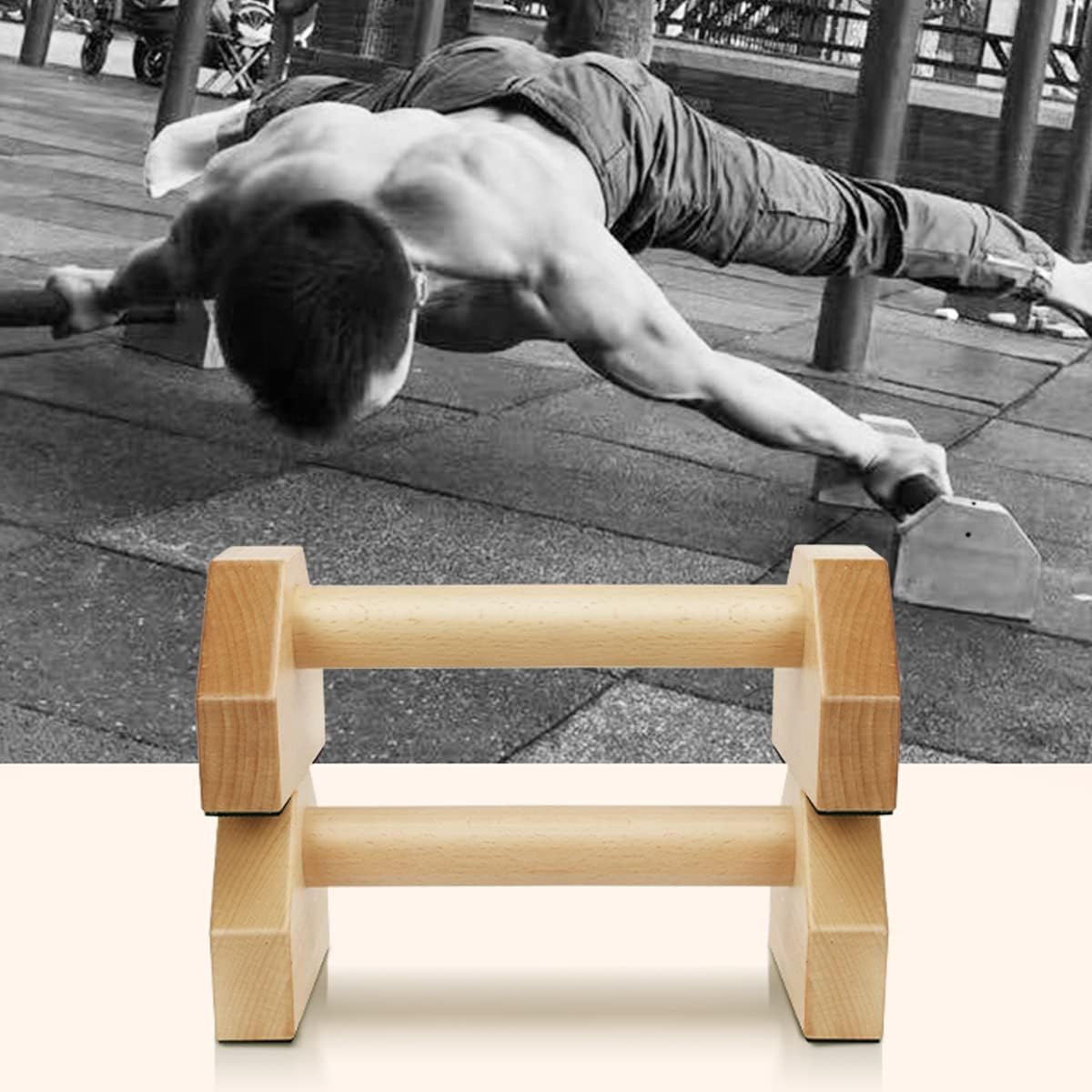 Push up Bars Stands, 1 Pair Wooden Parallettes Gravity Fitness, Mini Handle Pumps, Push Ups for Fitness, Gymnastics, Aerobics
