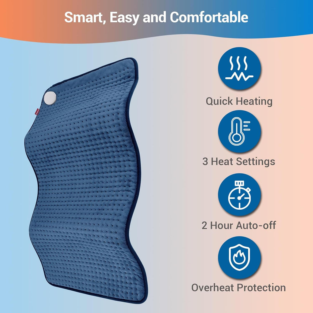 Extra Large Heating Pad for Back & Period, 33''X 17'' Electric Heating Pads for Neck/Shoulder, FSA Eligible Electric Throw, Mothers Day Gifts for Mom Women, Machine Washable, Auto Shut Off