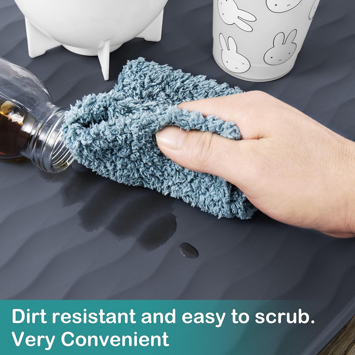 Under Sink Mat, 40'' X 22'' under Sink Mats for Kitchen, Waterproof Silicone ...