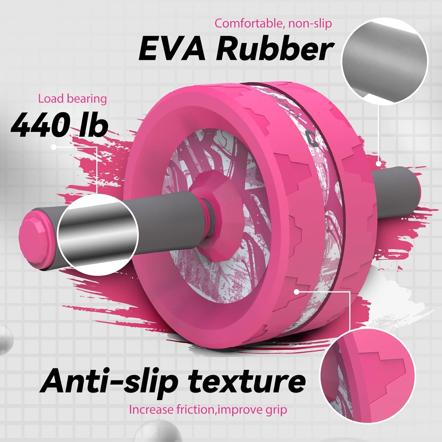 Ab Roller Wheel, Abs & Core Workout Equipment for Home Gym with Knee Pad Accessories, Abdominal Wheel for Full-Body Strength Training