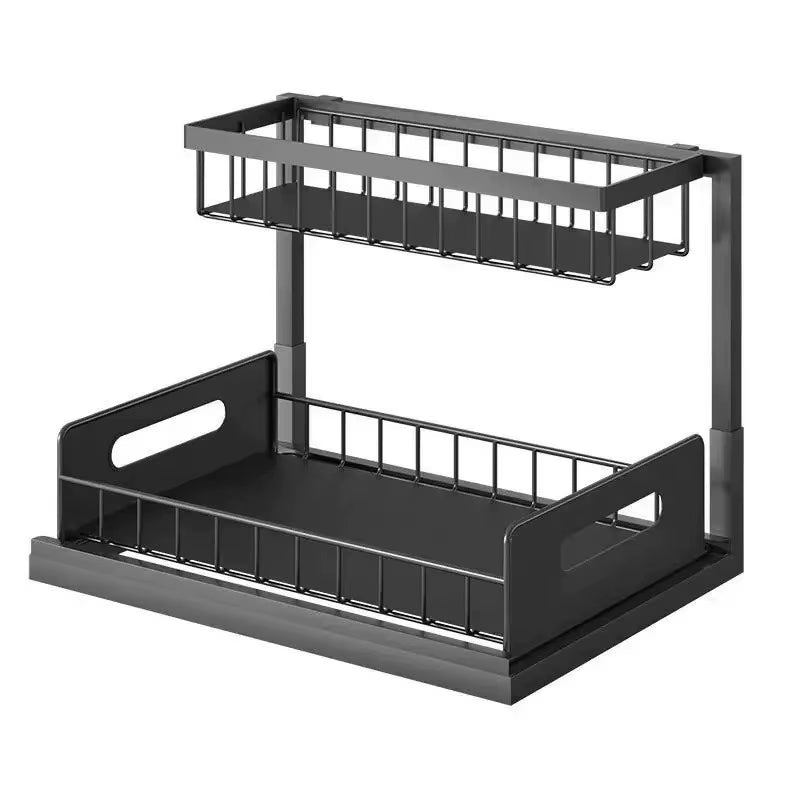 Under Sink Organizers, Metal Pull Out under Sink Organizers,Storage Shelves with Sliding Drawer,Under Sink Storage for Kitchen