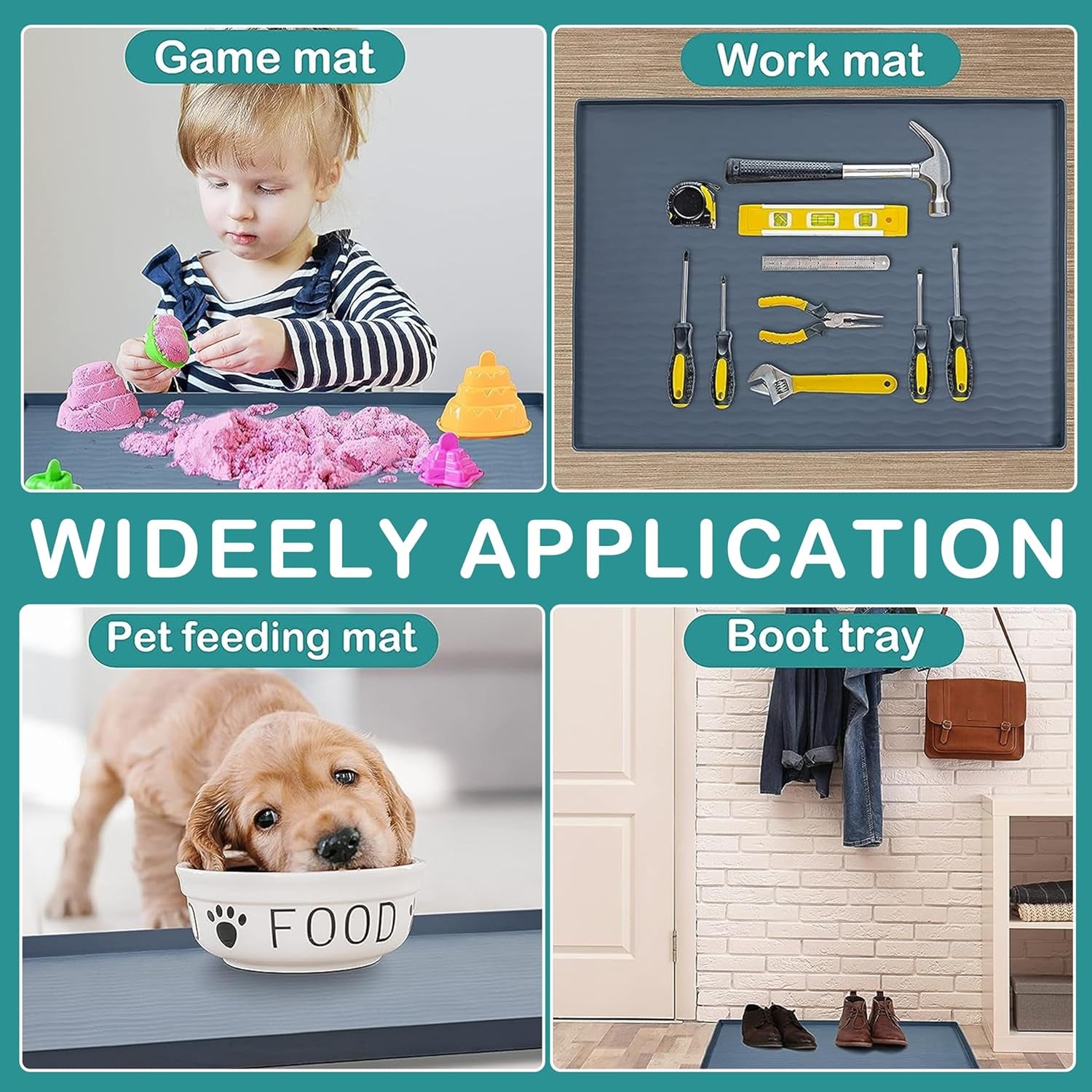 Under Sink Mat, 40'' X 22'' under Sink Mats for Kitchen, Waterproof Silicone ...