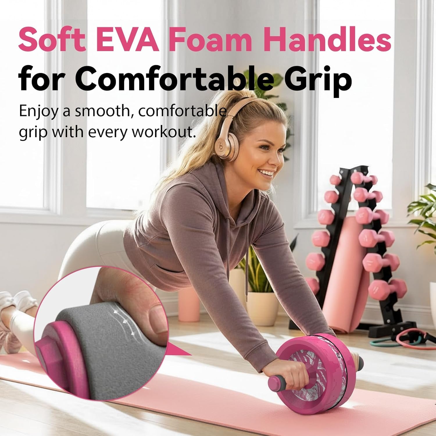 Ab Roller Wheel, Abs & Core Workout Equipment for Home Gym with Knee Pad Accessories, Abdominal Wheel for Full-Body Strength Training