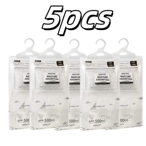 5-Pack 400G Moisture Absorbers for Closet & Home – Dehumidifier Bags for Wardrobe, Odorless, No Power Needed