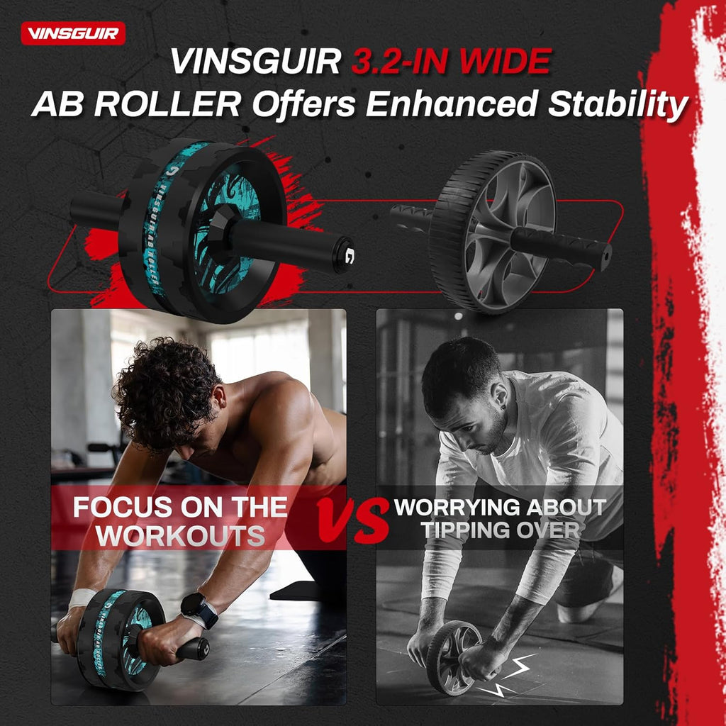 Ab Roller Wheel, Abs & Core Workout Equipment for Home Gym with Knee Pad Accessories, Abdominal Wheel for Full-Body Strength Training